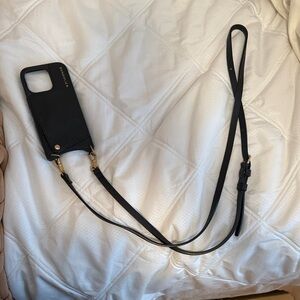 Bandolier Black Crossbody Phone Case with Gold Hardware